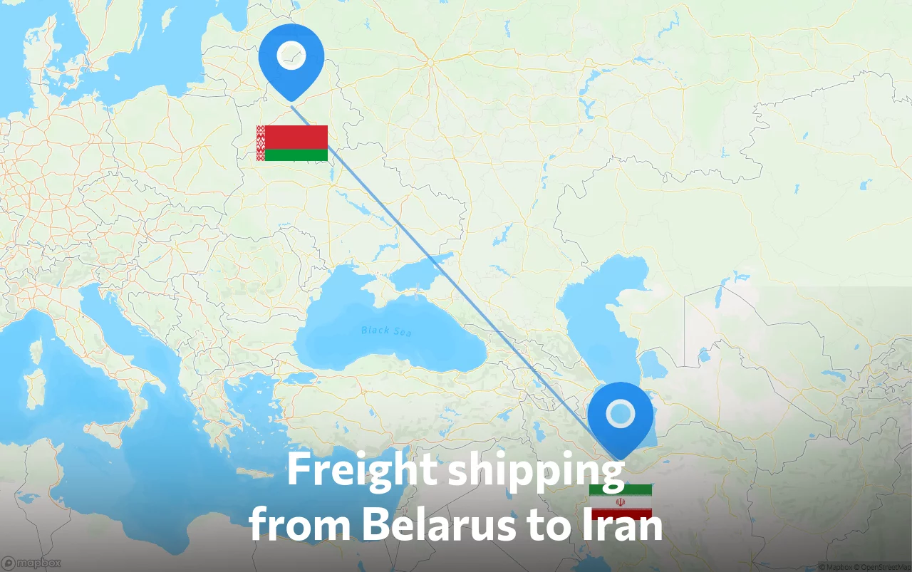 Shipping route from Belarus to Iran
