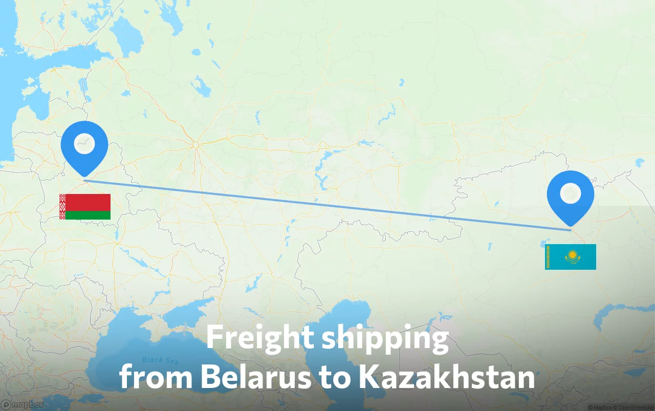 Shipping route from Belarus to Kazakhstan