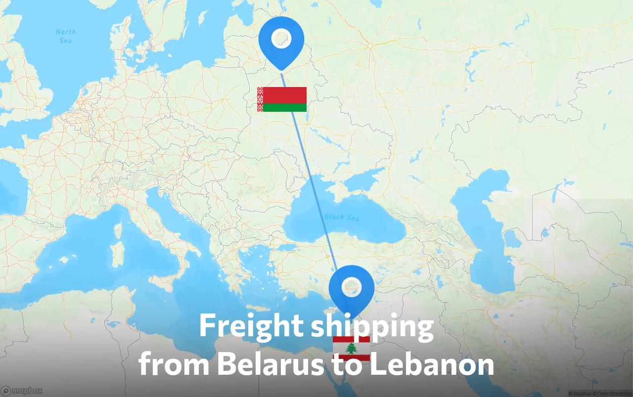 Shipping route from Belarus to Lebanon