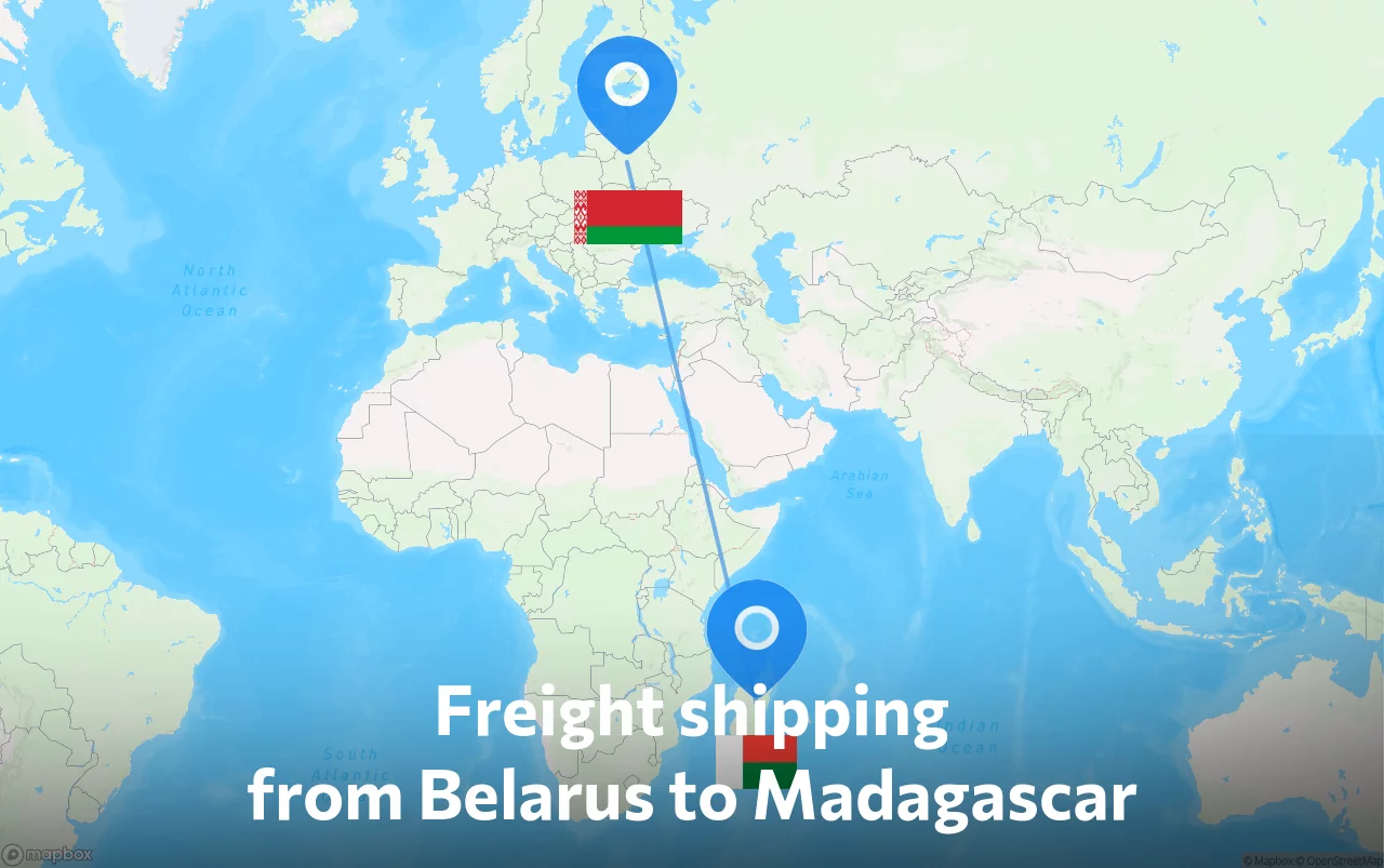 Shipping route from Belarus to Madagascar