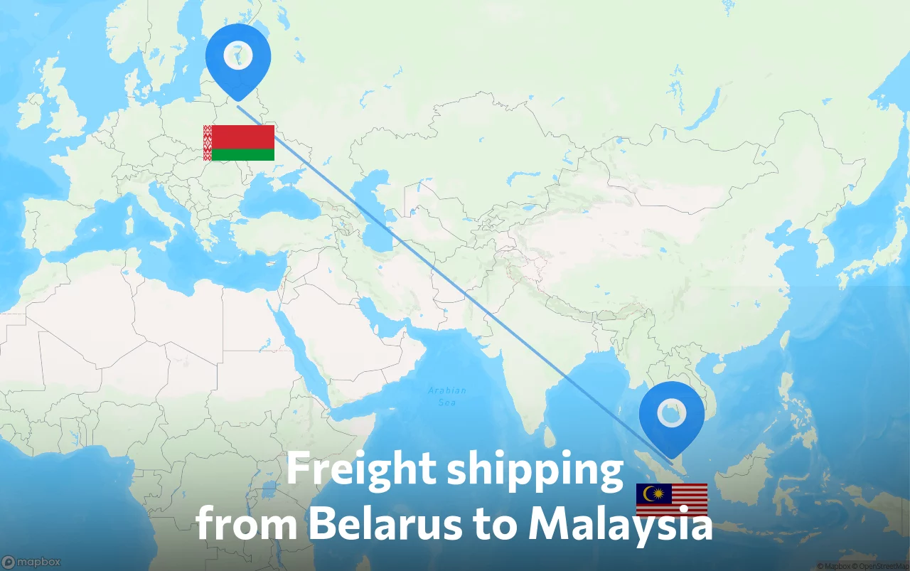 Shipping route from Belarus to Malaysia