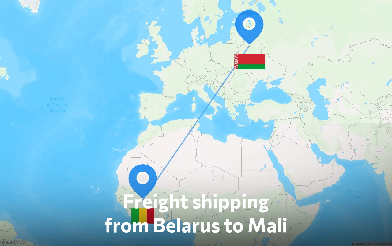 Shipping route from Belarus to Mali
