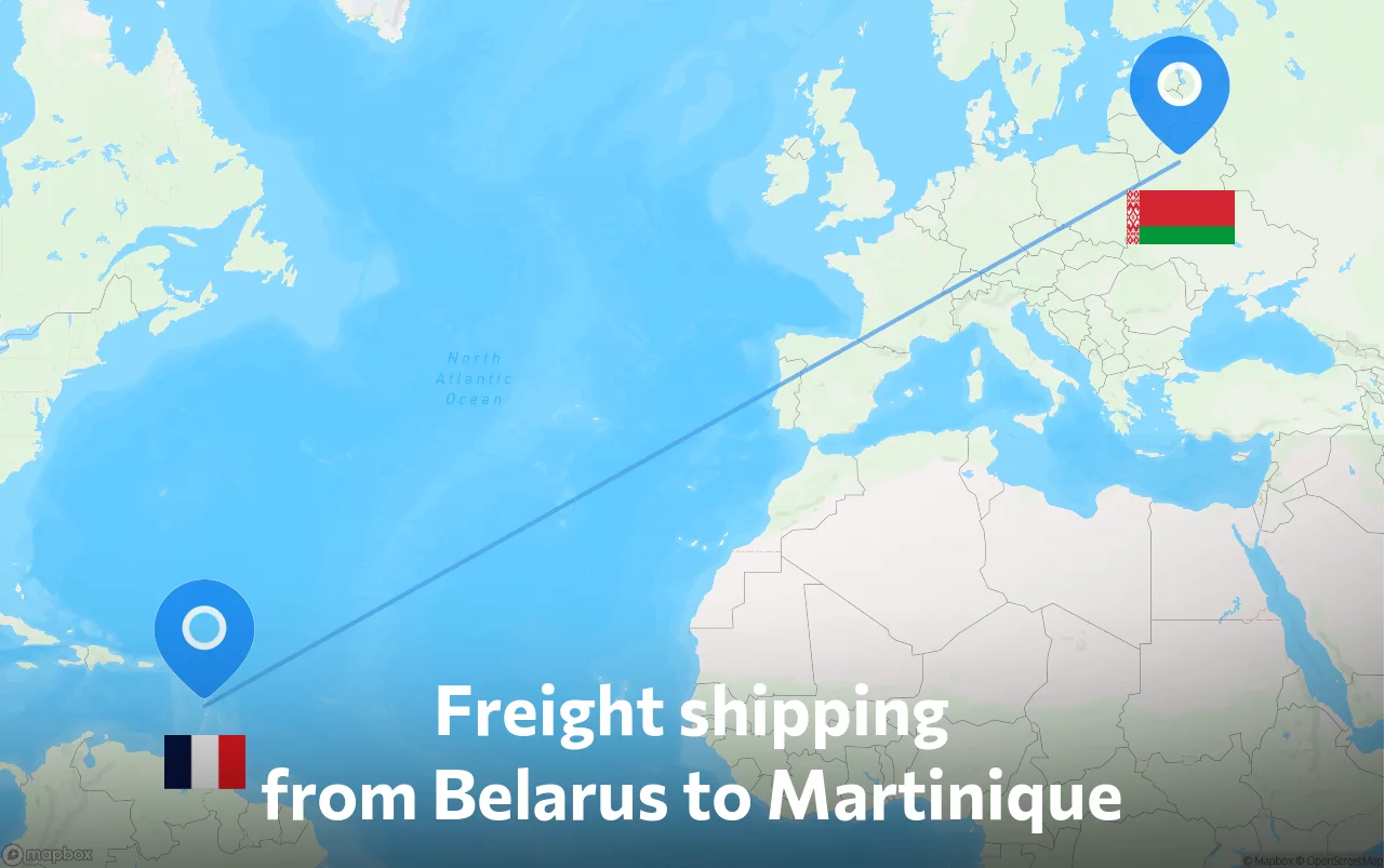 Shipping route from Belarus to Martinique