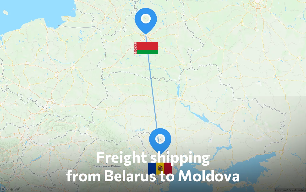 Shipping route from Belarus to Moldova