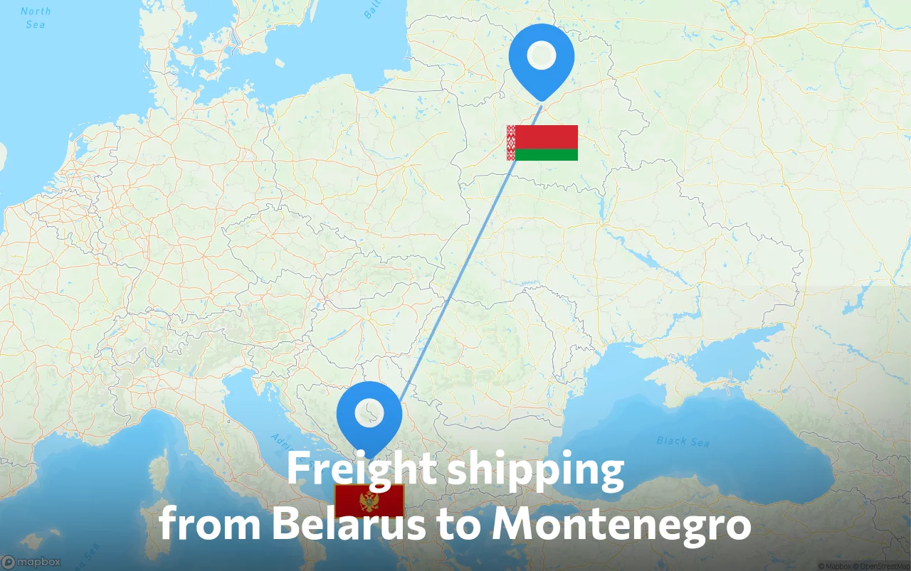 Shipping route from Belarus to Montenegro
