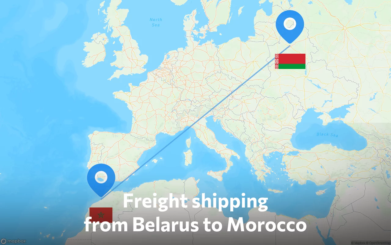 Shipping route from Belarus to Morocco