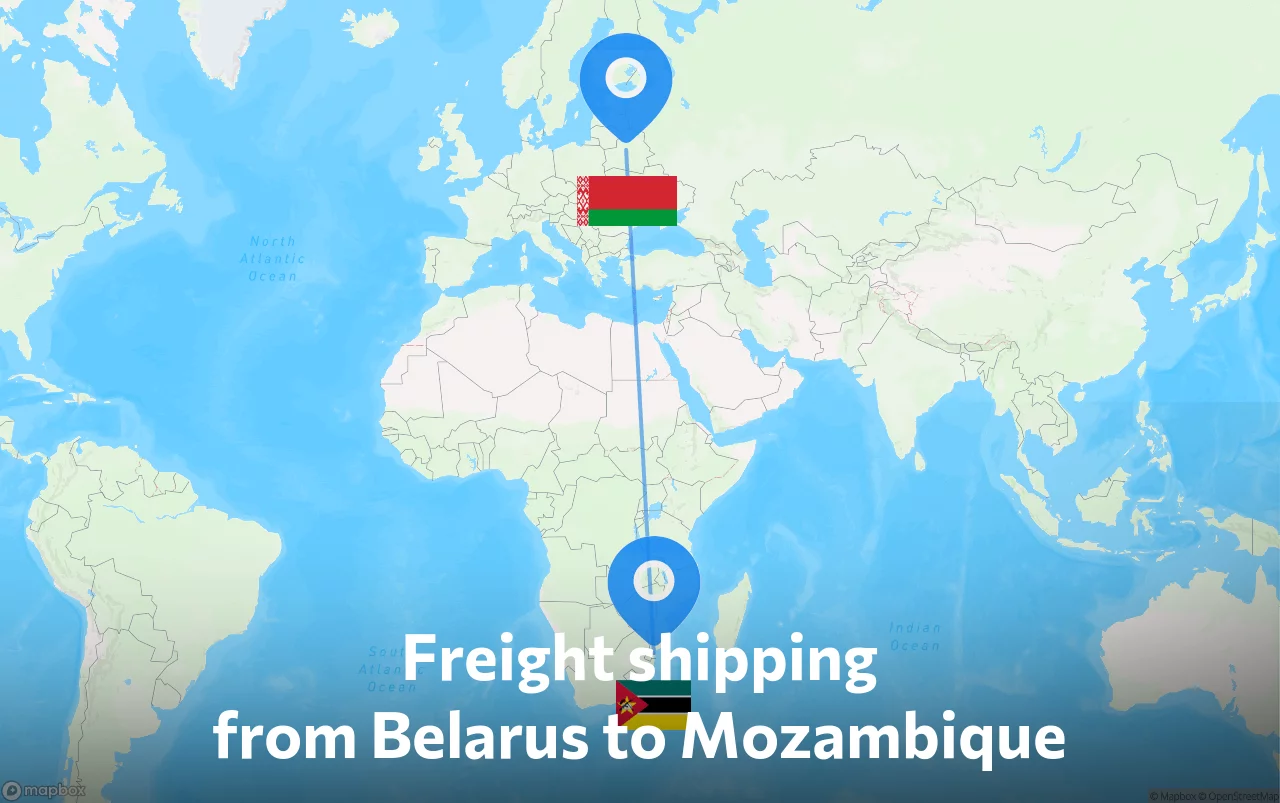 Shipping route from Belarus to Mozambique