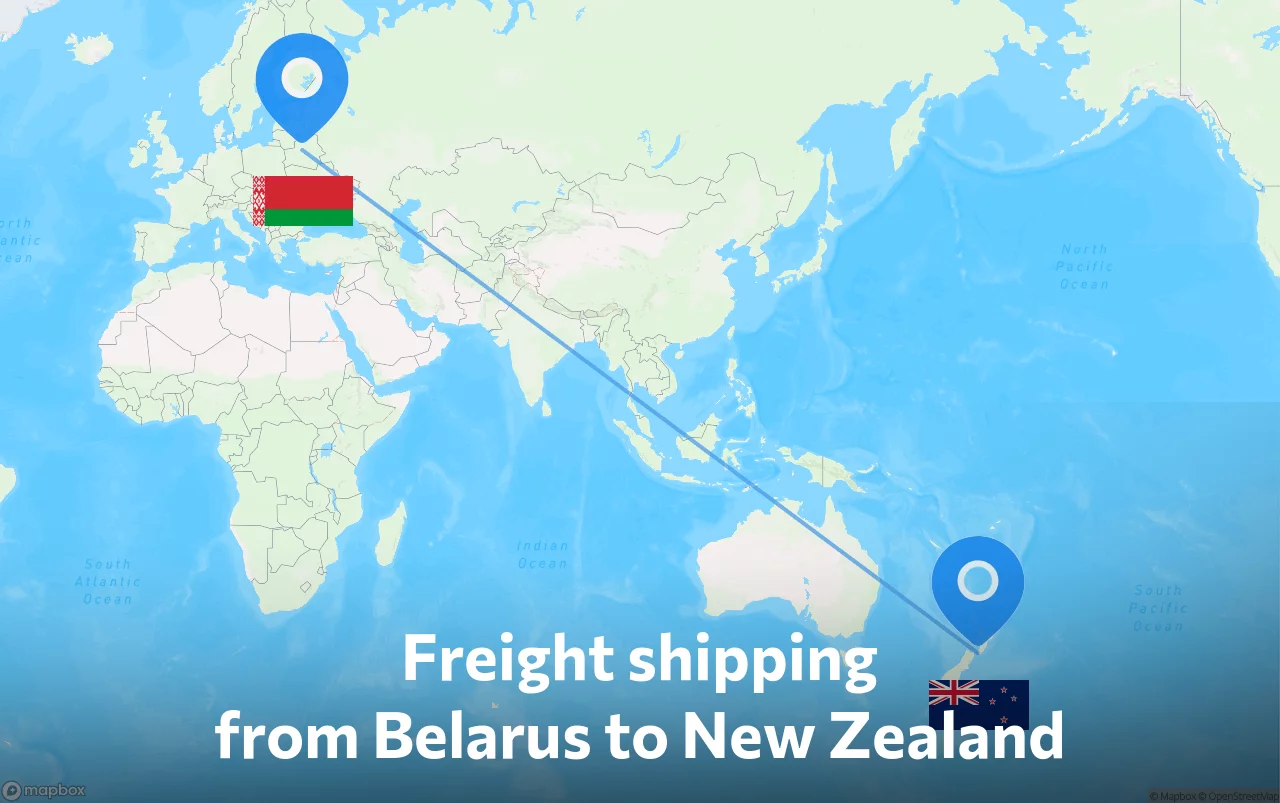 Shipping route from Belarus to New Zealand