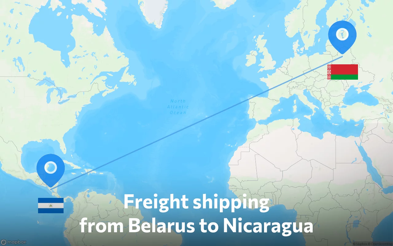 Shipping route from Belarus to Nicaragua