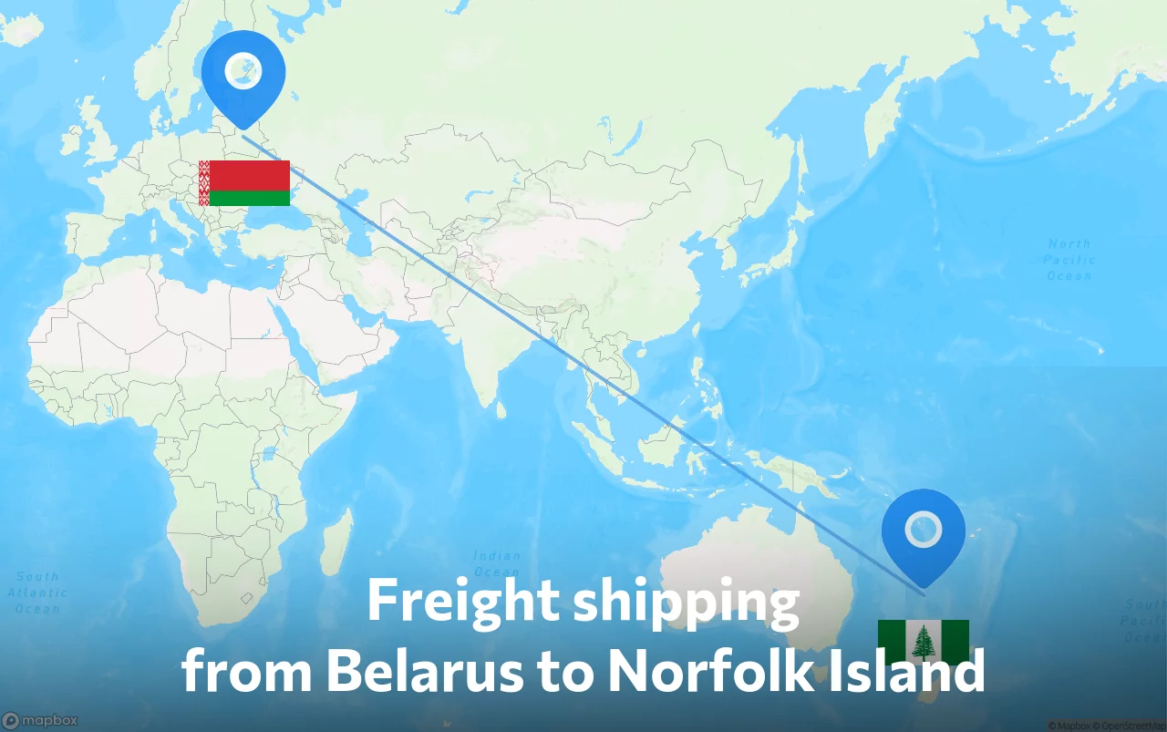 Shipping route from Belarus to Norfolk Island