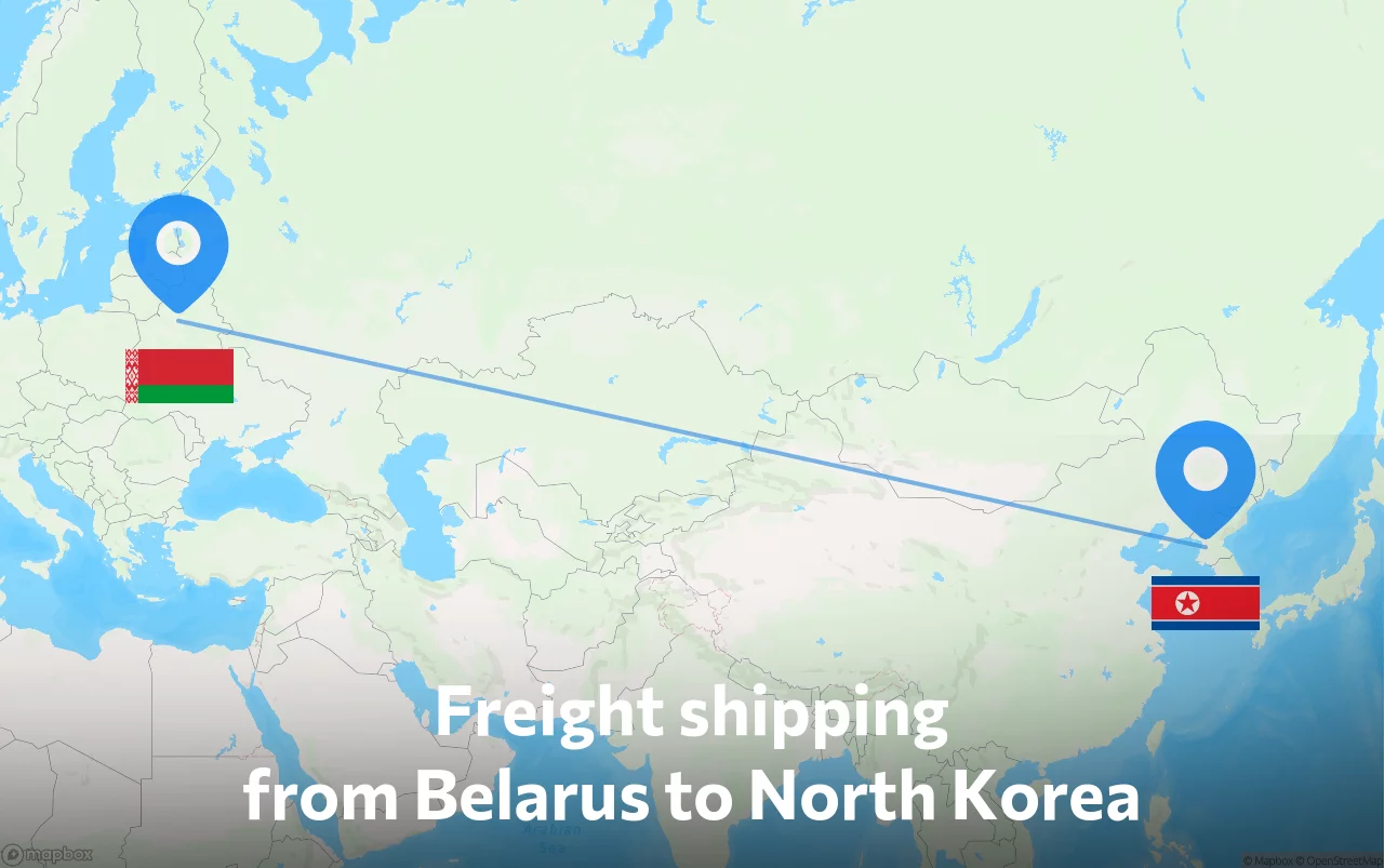 Shipping route from Belarus to North Korea