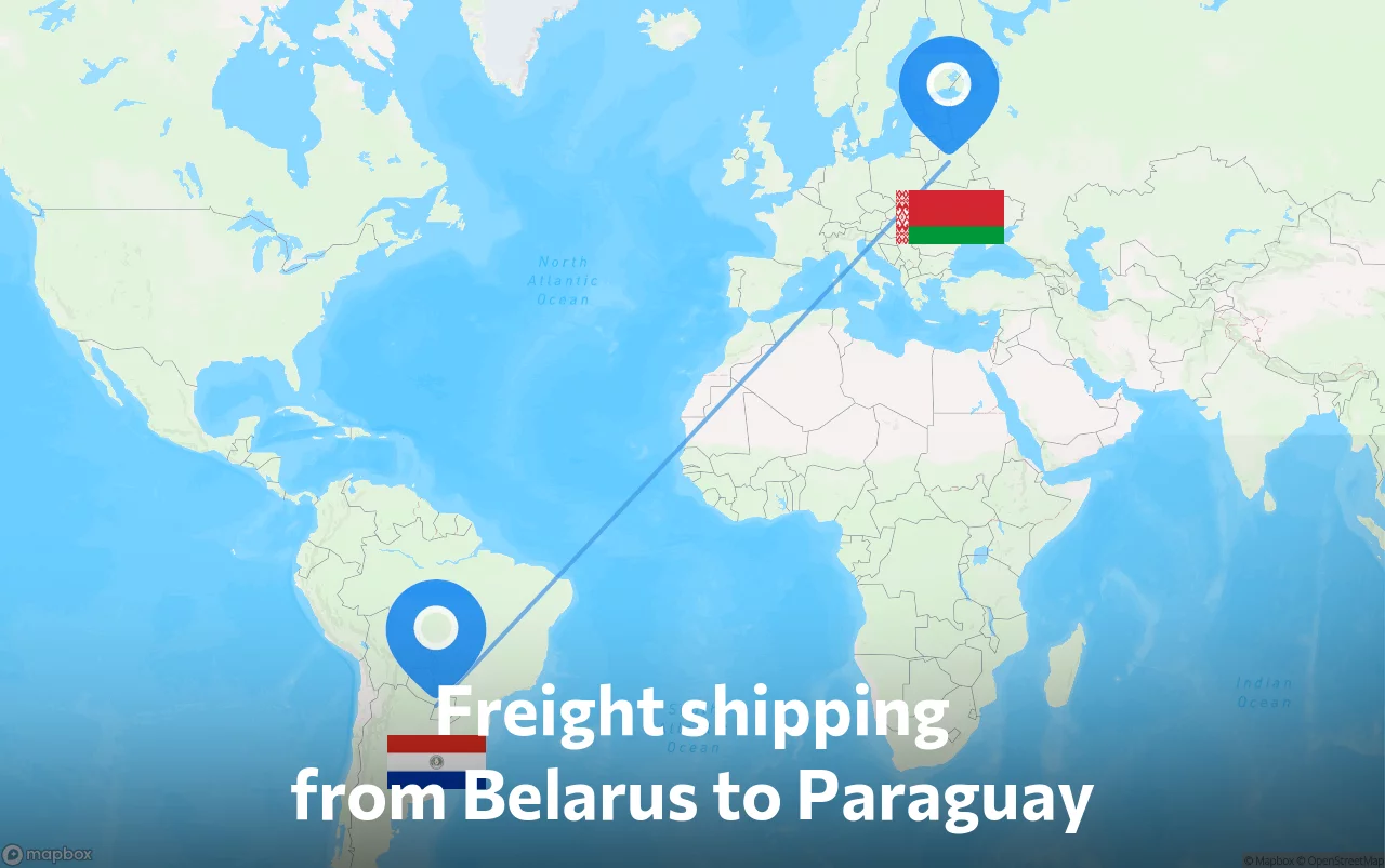 Shipping route from Belarus to Paraguay