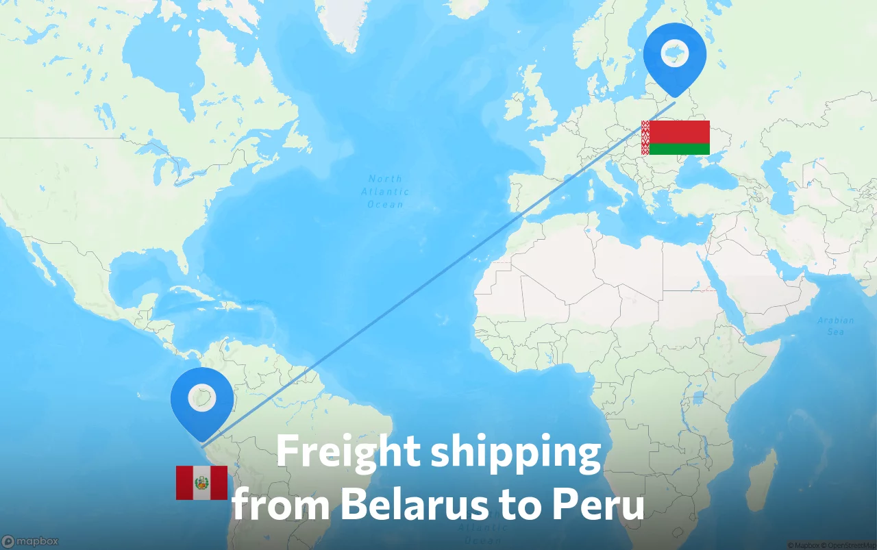 Shipping route from Belarus to Peru