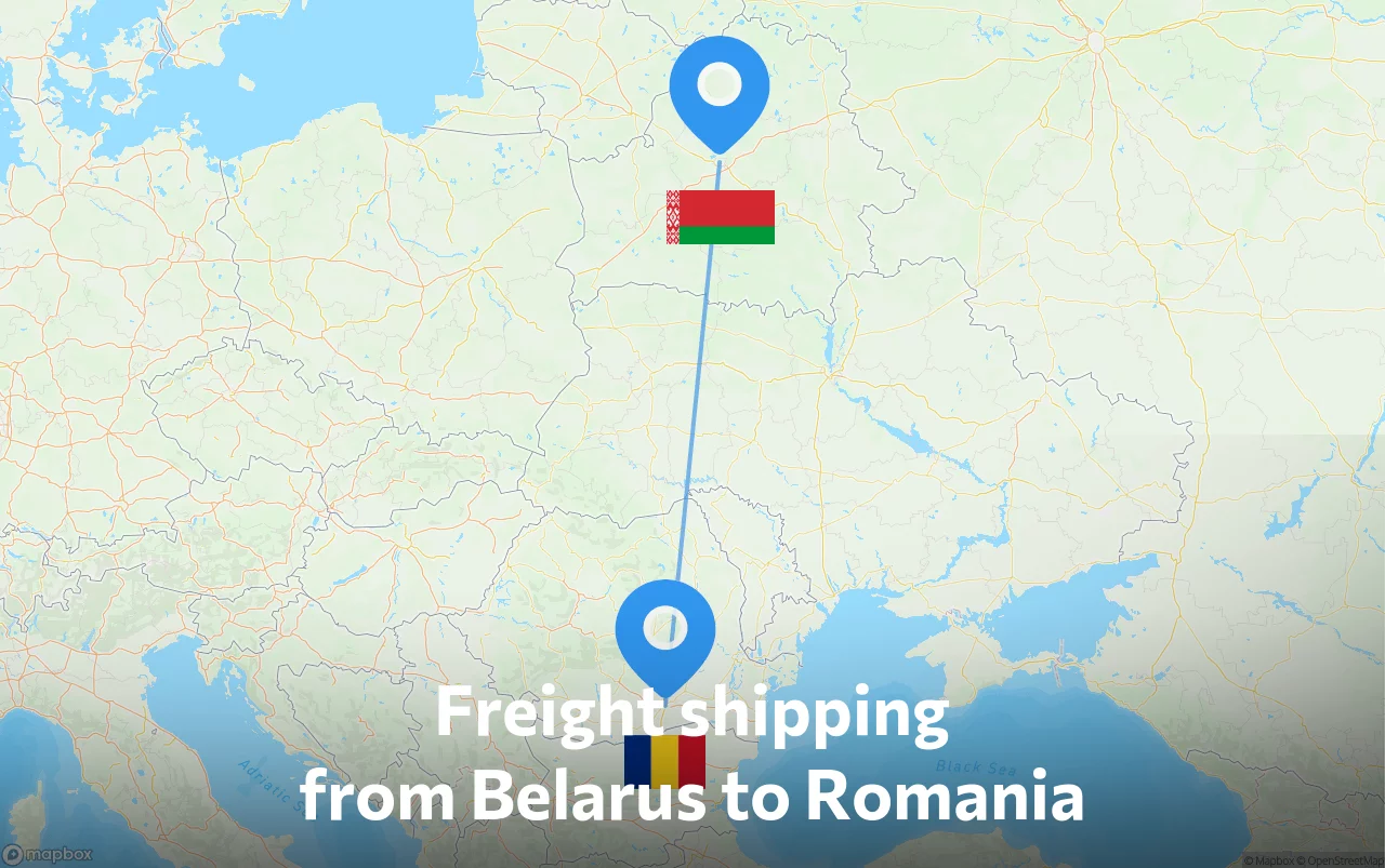 Shipping route from Belarus to Romania