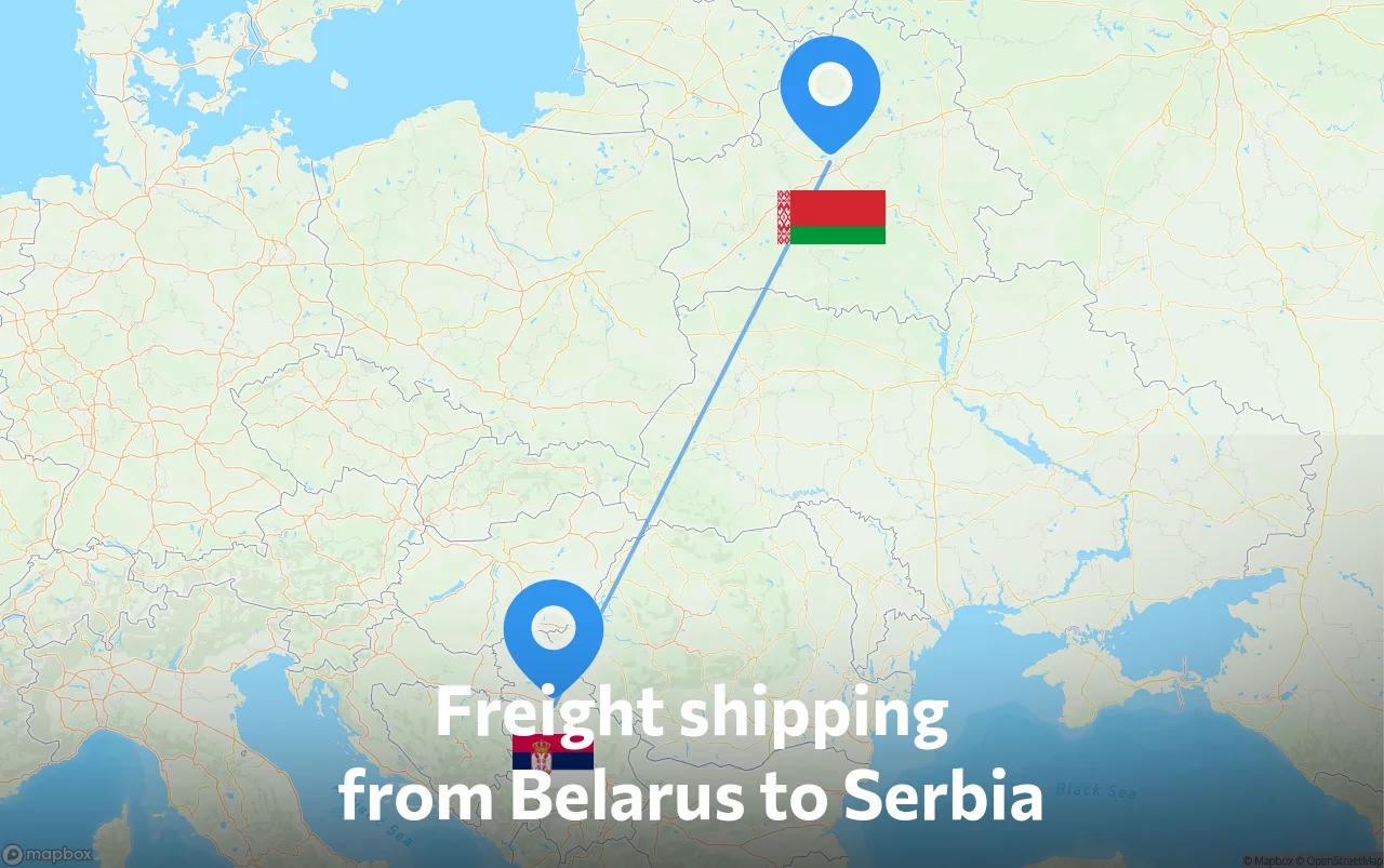 Shipping route from Belarus to Serbia