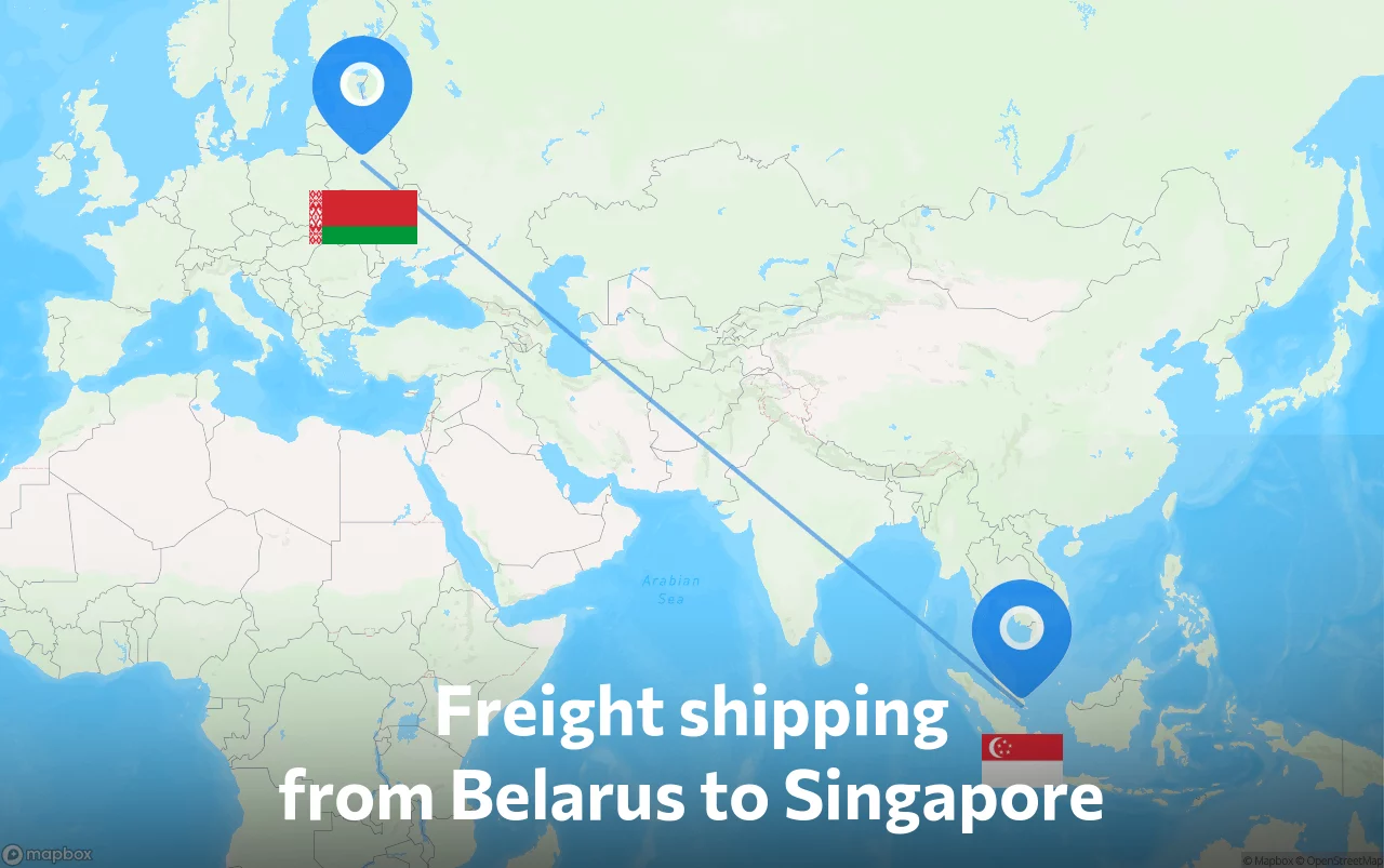 Shipping route from Belarus to Singapore