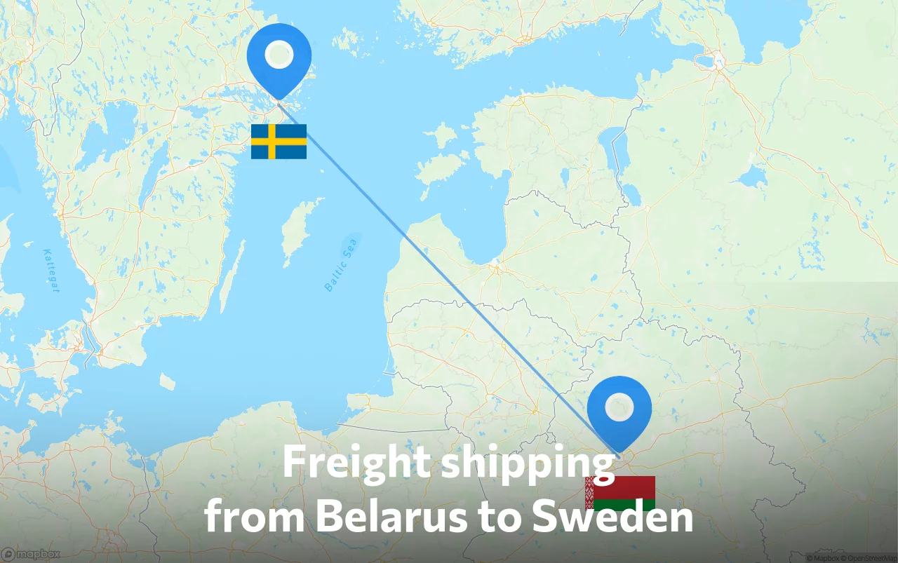 Shipping route from Belarus to Sweden