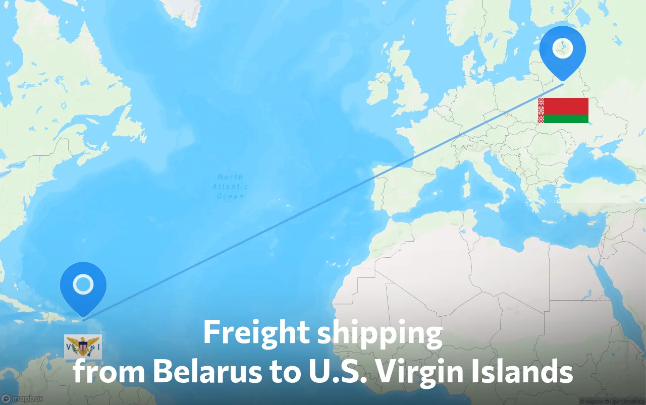 Shipping route from Belarus to U.S. Virgin Islands
