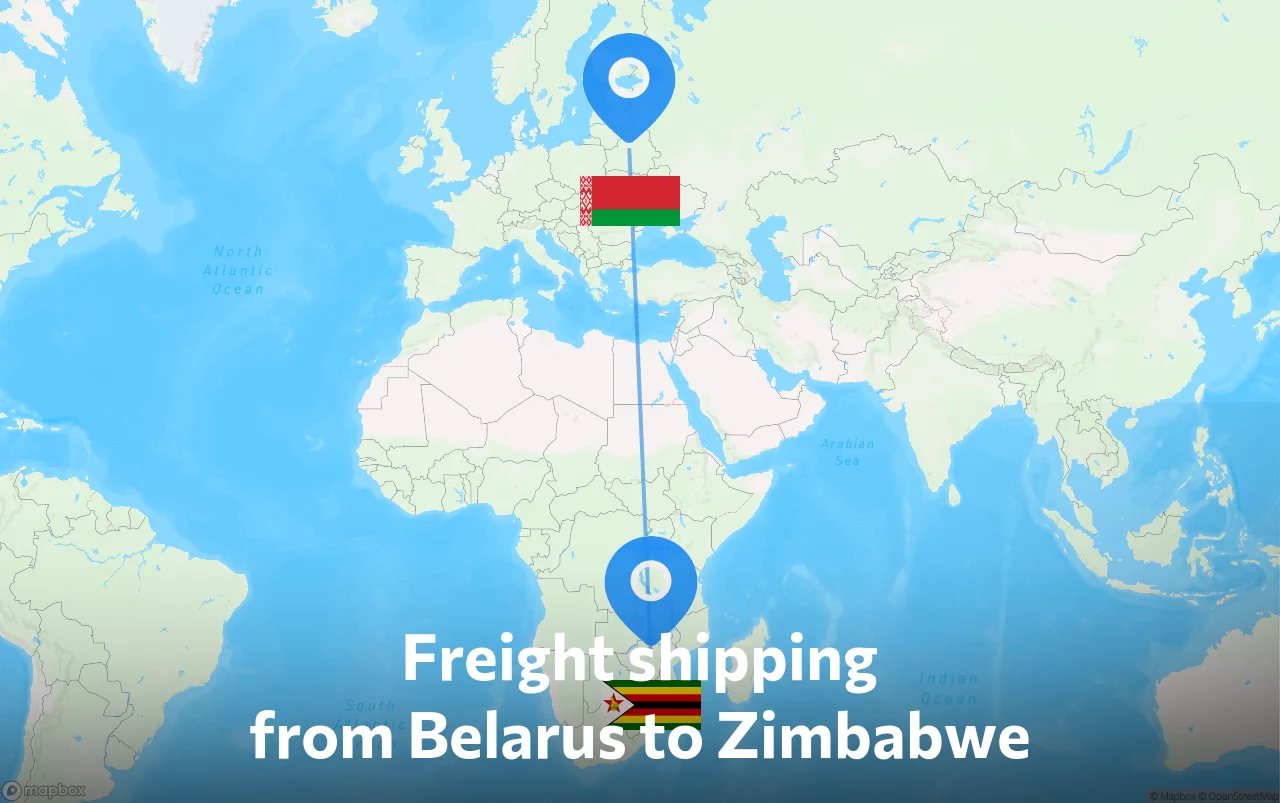 Shipping route from Belarus to Zimbabwe