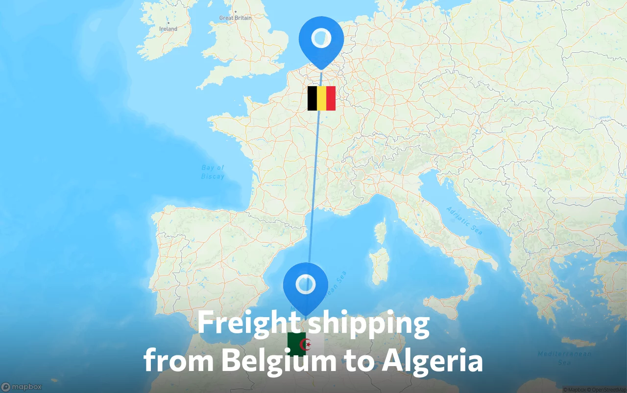 Shipping route from Belgium to Algeria