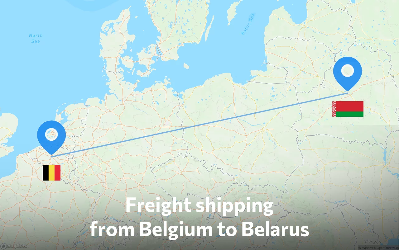 Shipping route from Belgium to Belarus