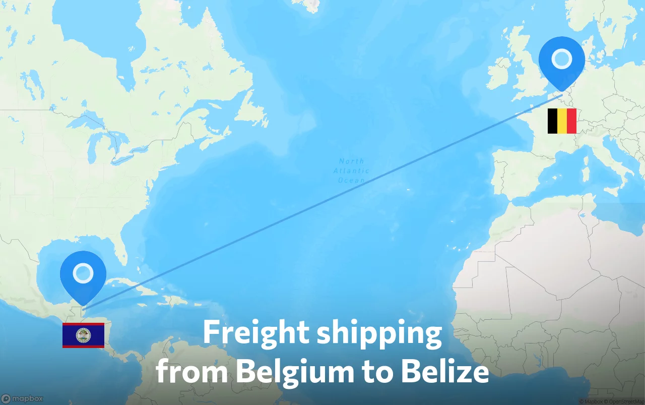 Shipping route from Belgium to Belize