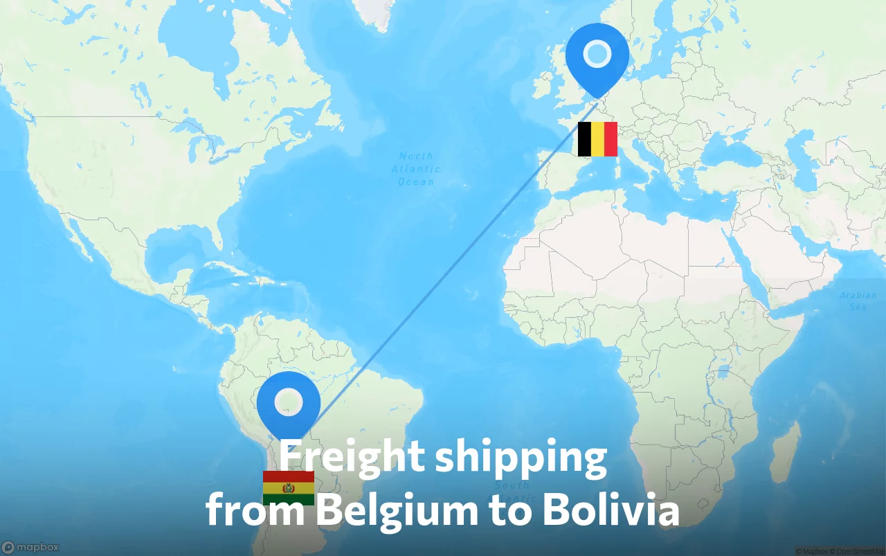 Shipping route from Belgium to Bolivia