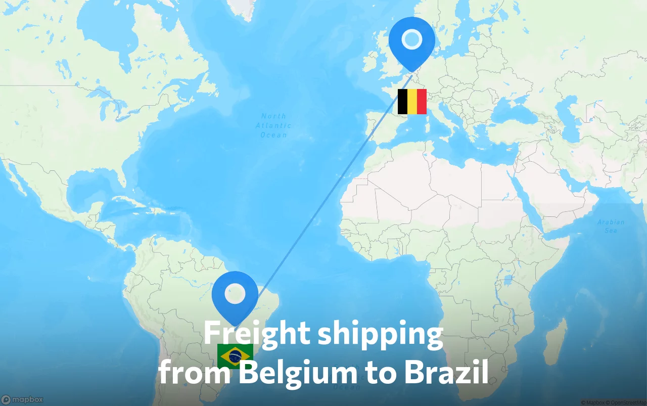 Shipping route from Belgium to Brazil
