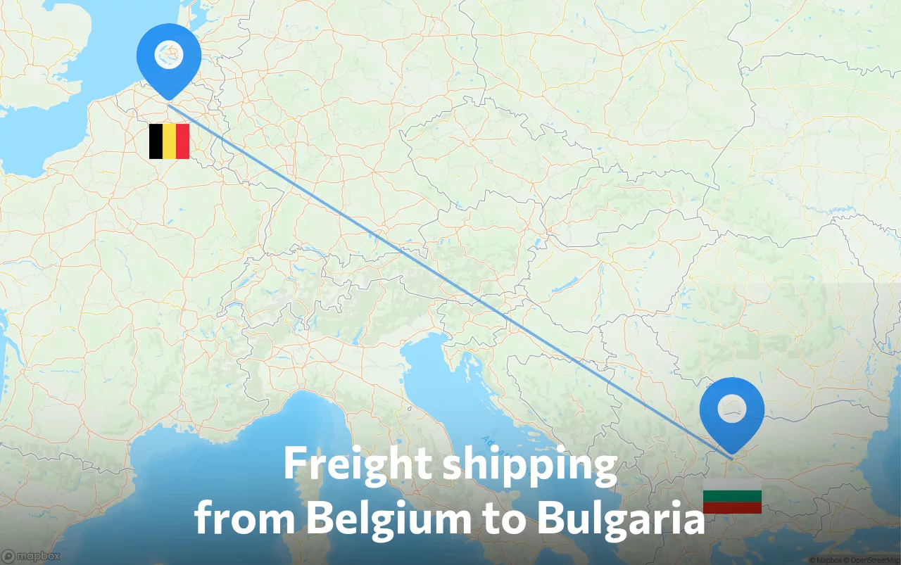 Shipping route from Belgium to Bulgaria