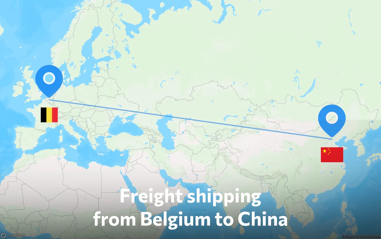 Shipping route from Belgium to China