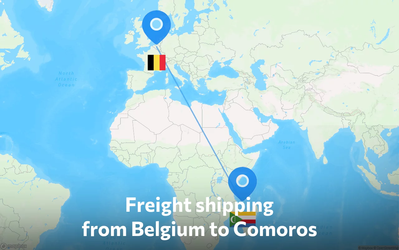 Shipping route from Belgium to Comoros