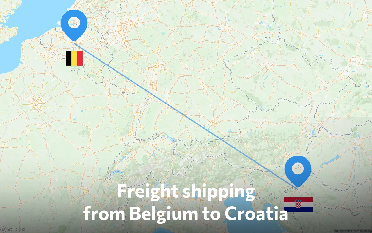 Shipping route from Belgium to Croatia