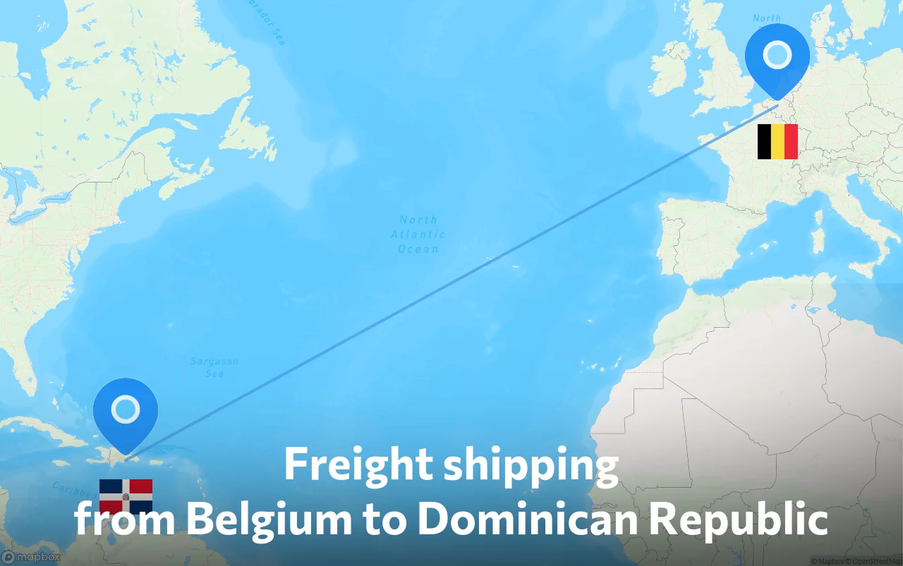 Shipping route from Belgium to Dominican Republic