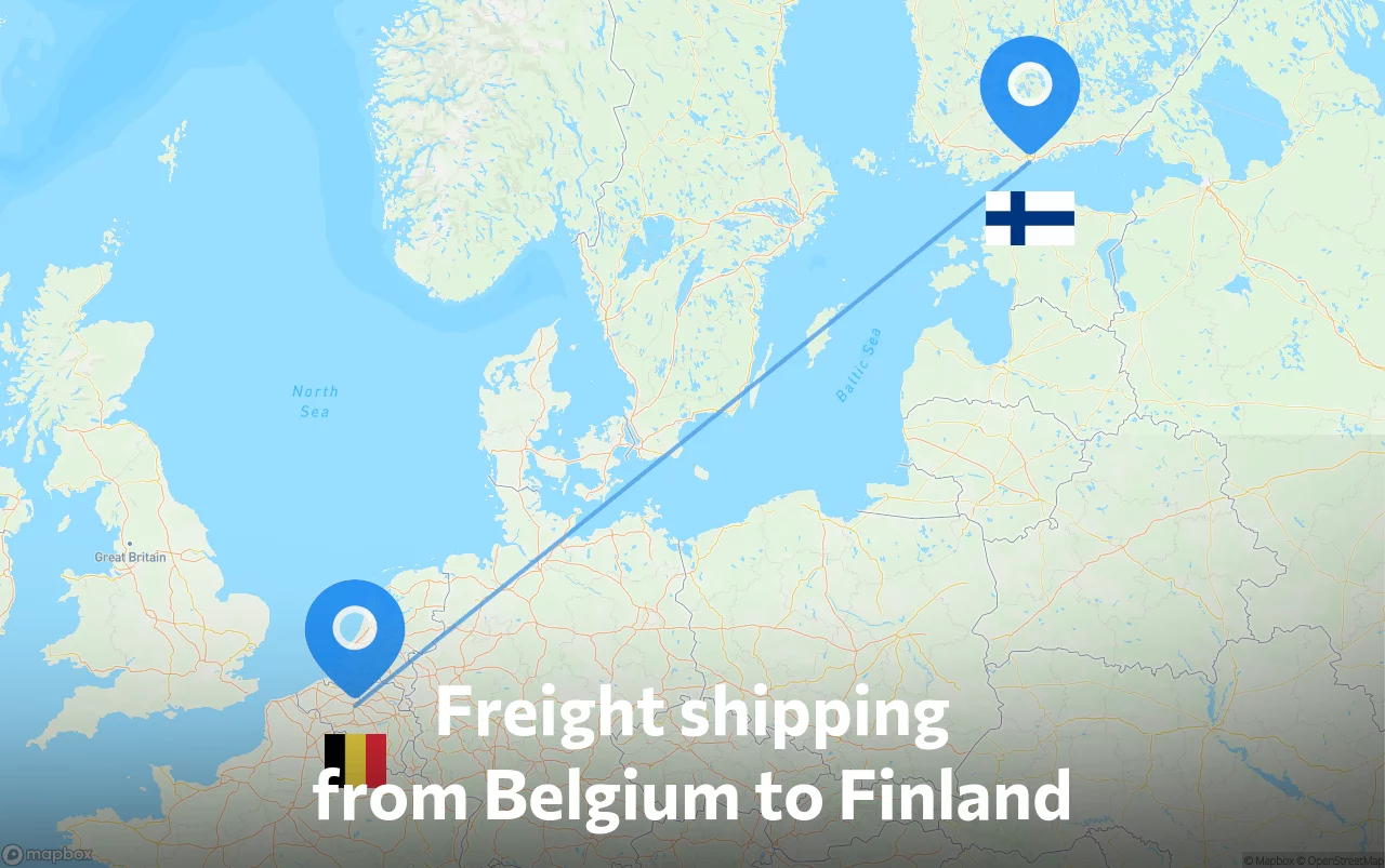Shipping route from Belgium to Finland