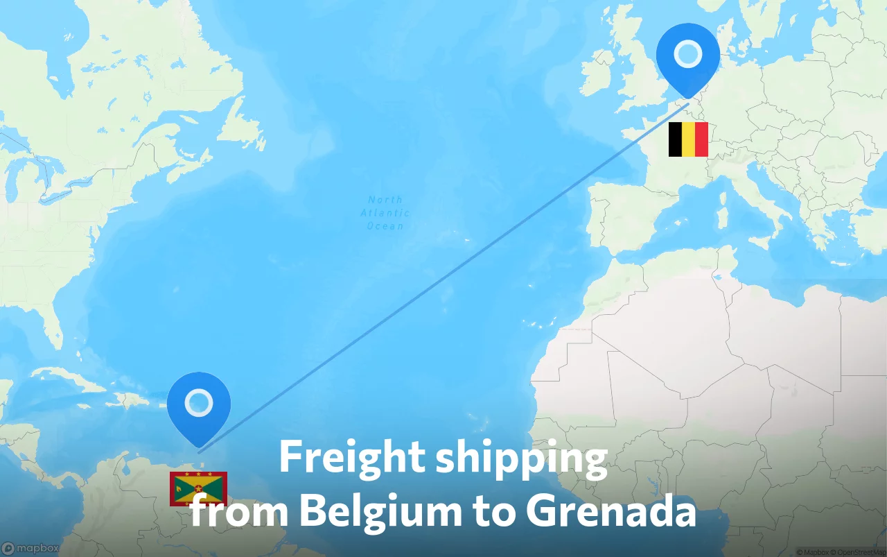 Shipping route from Belgium to Grenada
