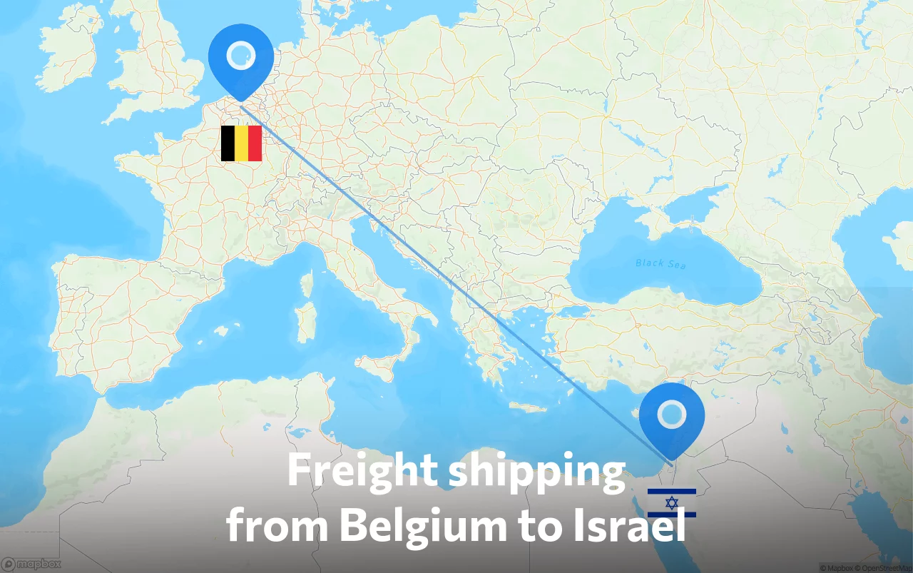 Shipping route from Belgium to Israel
