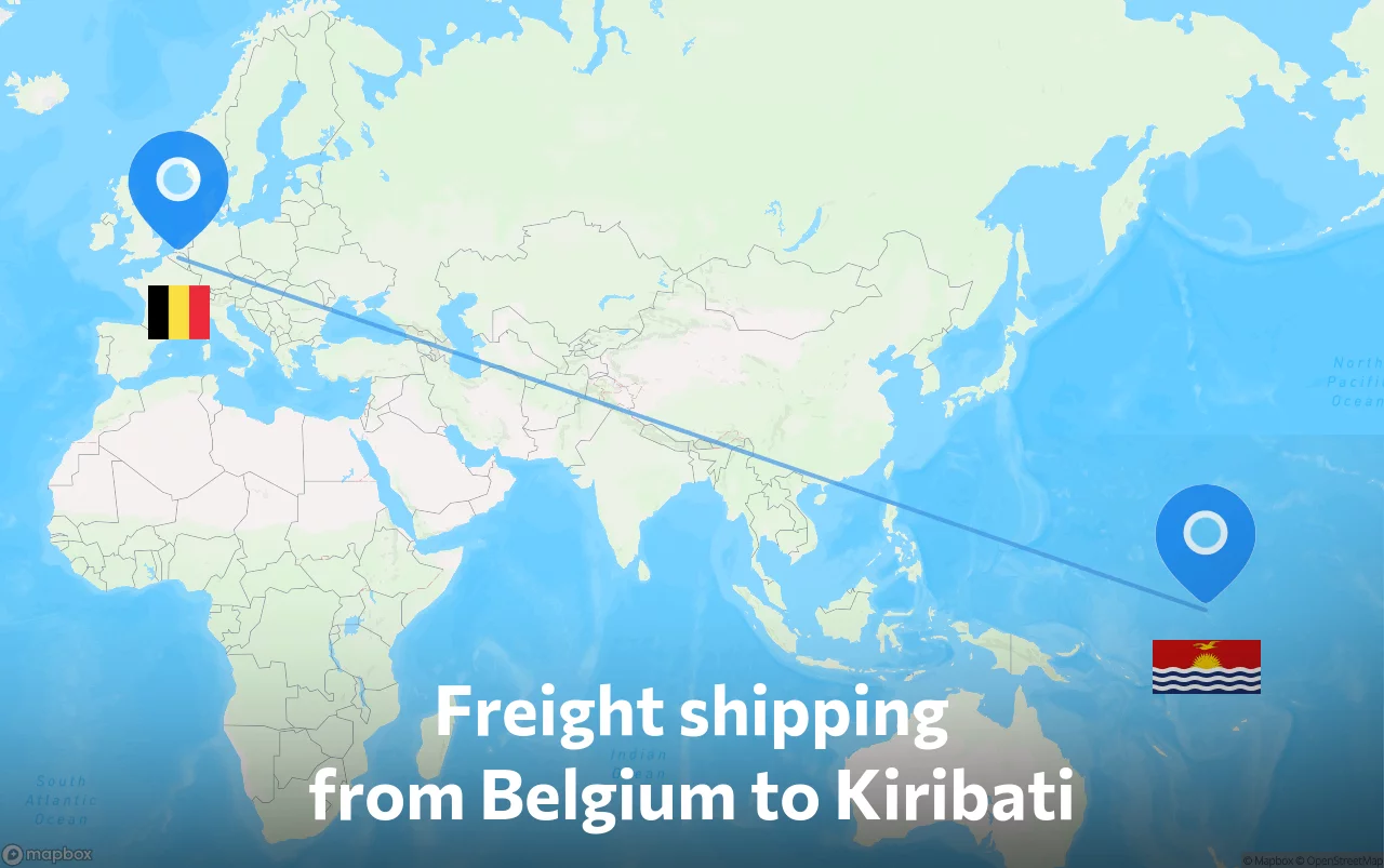 Shipping route from Belgium to Kiribati