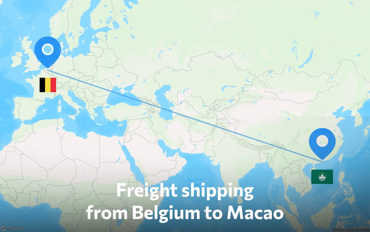 Shipping route from Belgium to Macao
