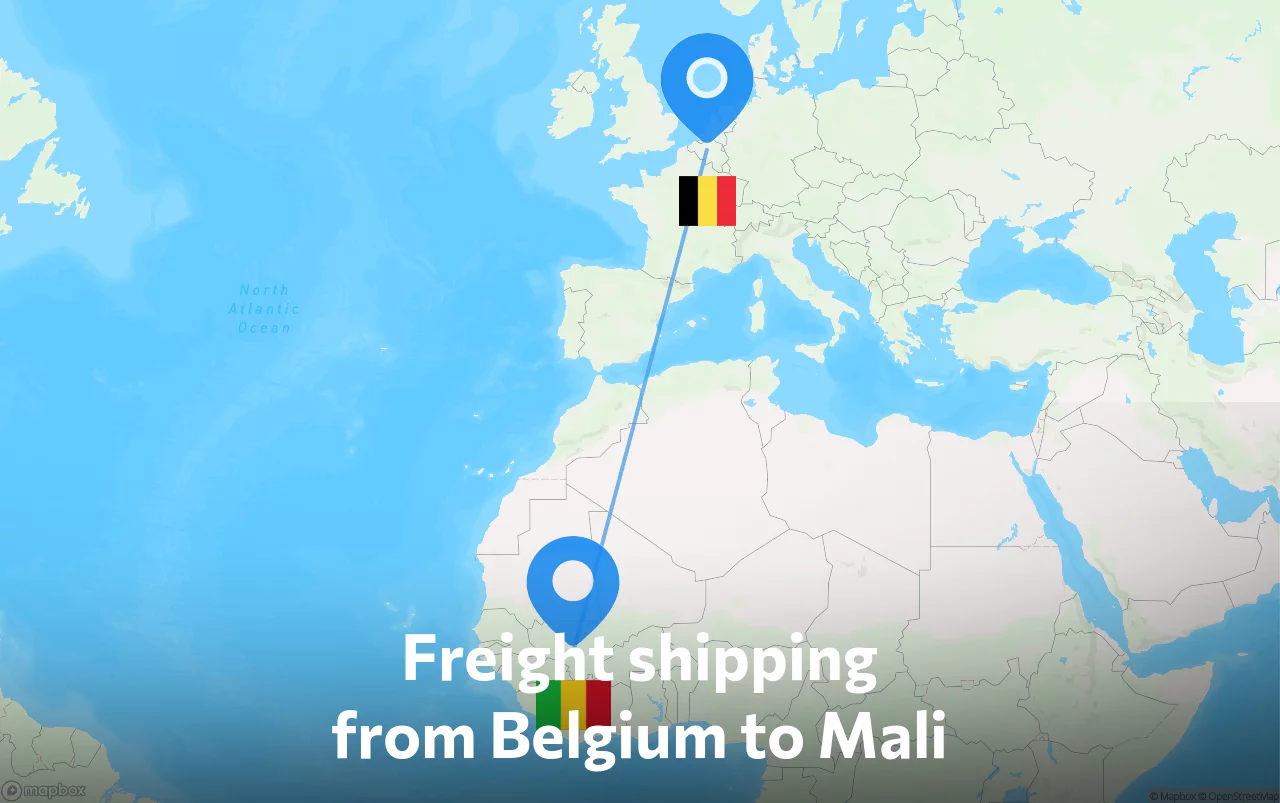 Shipping route from Belgium to Mali