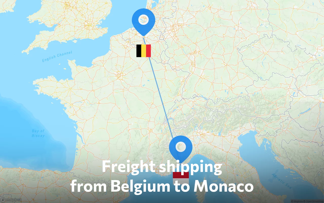 Shipping route from Belgium to Monaco