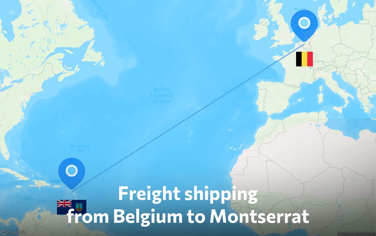 Shipping route from Belgium to Montserrat