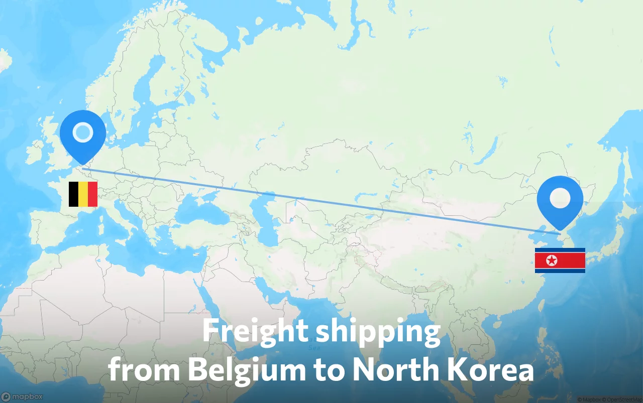 Shipping route from Belgium to North Korea