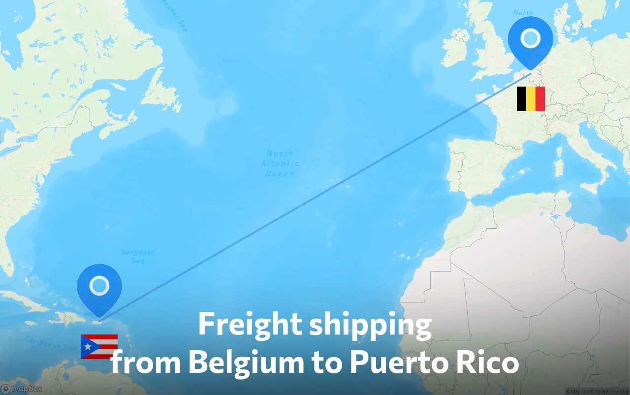 Shipping route from Belgium to Puerto Rico