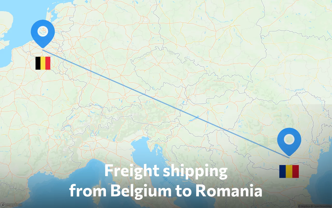 Shipping route from Belgium to Romania