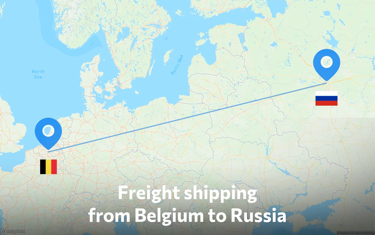 Shipping route from Belgium to Russia