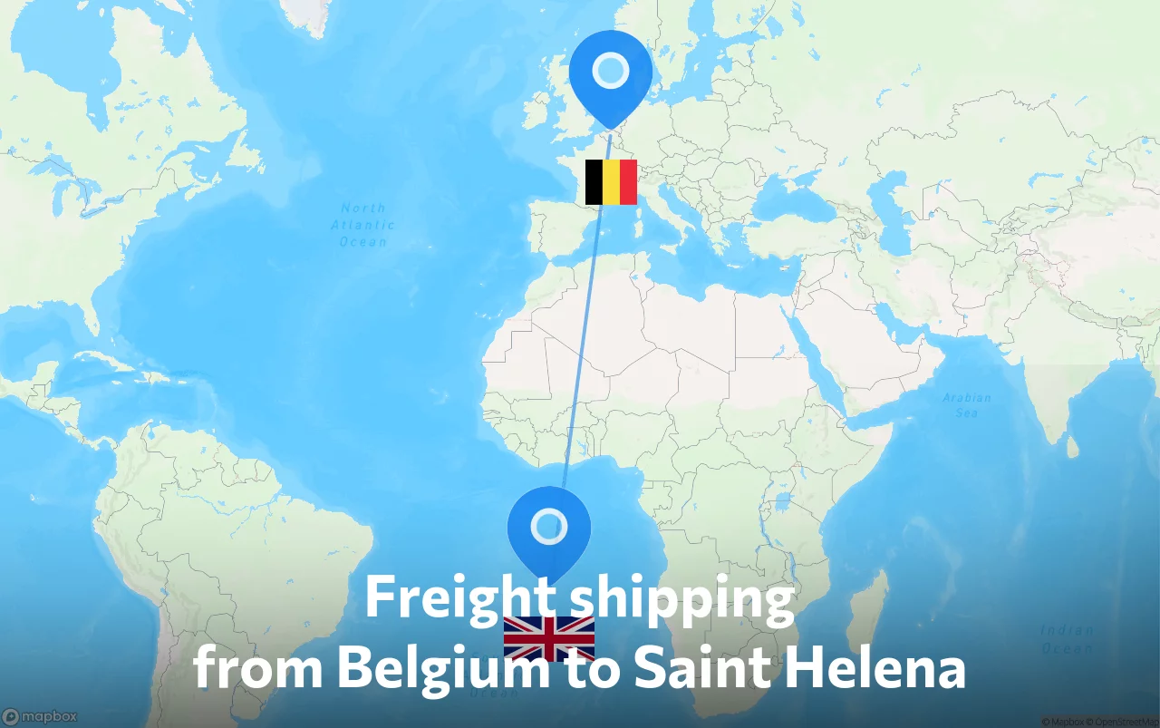 Shipping route from Belgium to Saint Helena