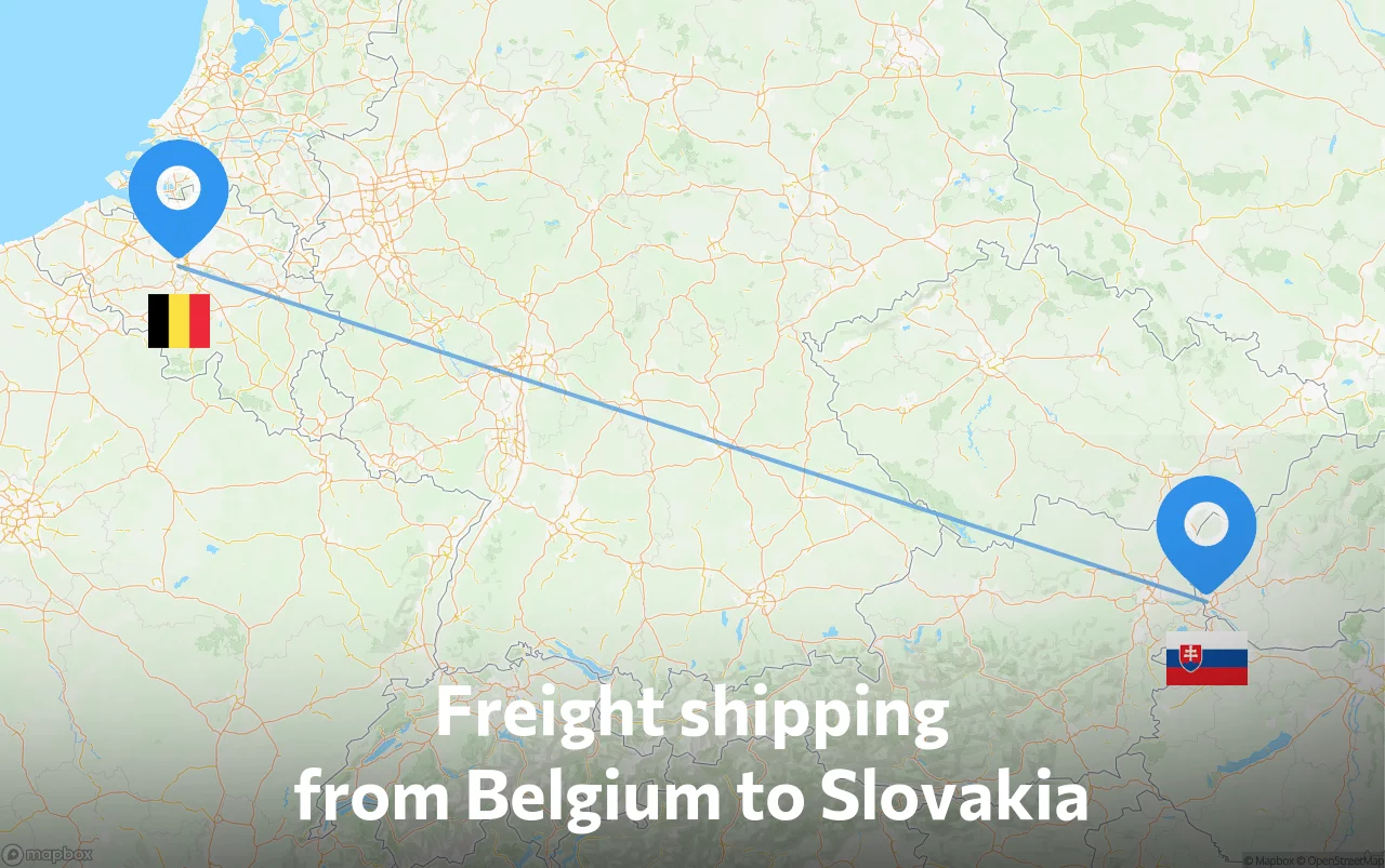 Shipping route from Belgium to Slovakia