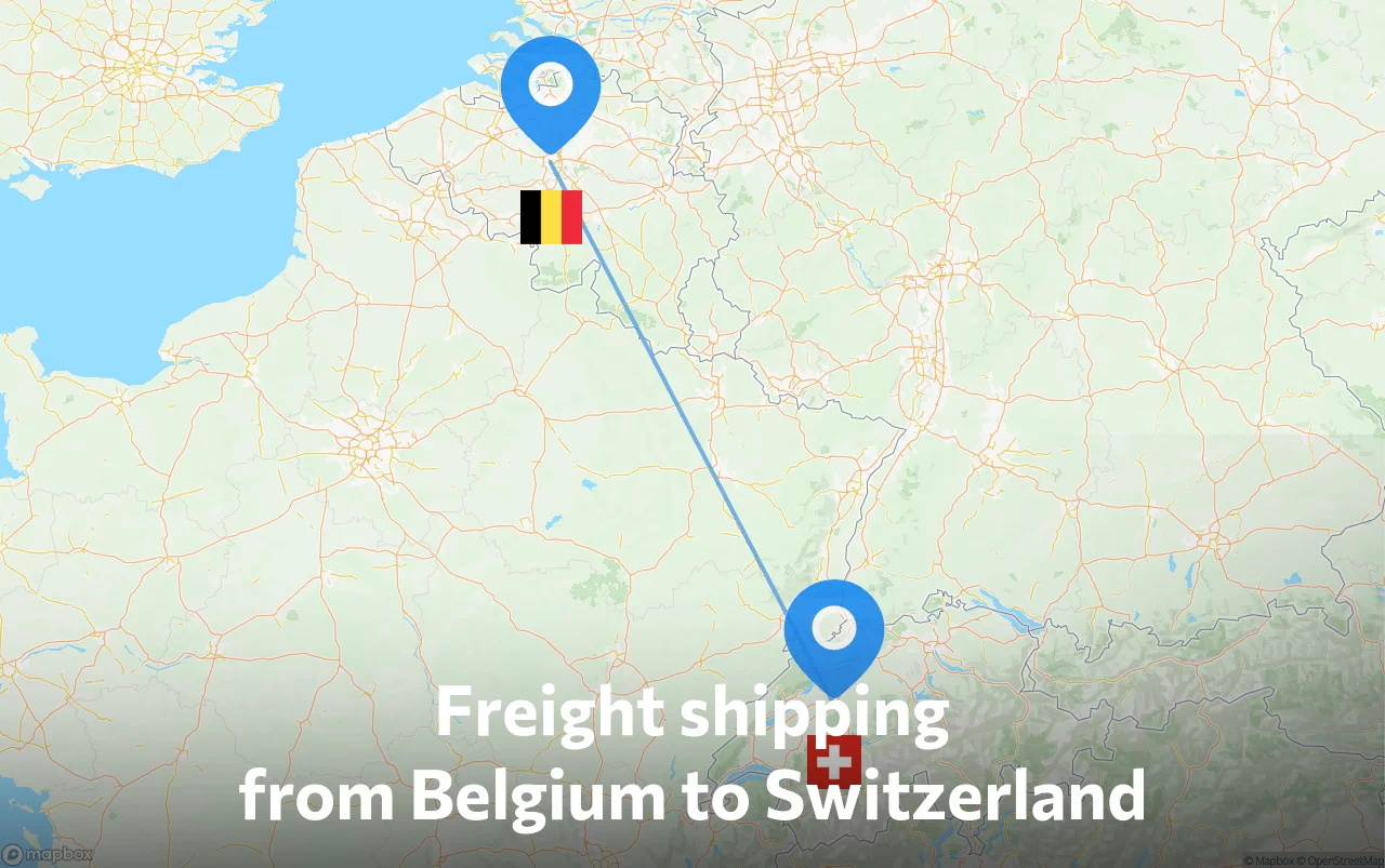Shipping route from Belgium to Switzerland