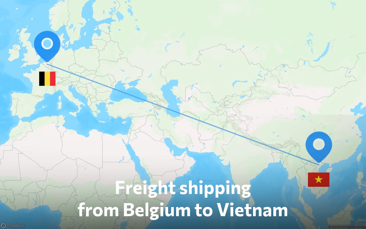 Shipping route from Belgium to Vietnam