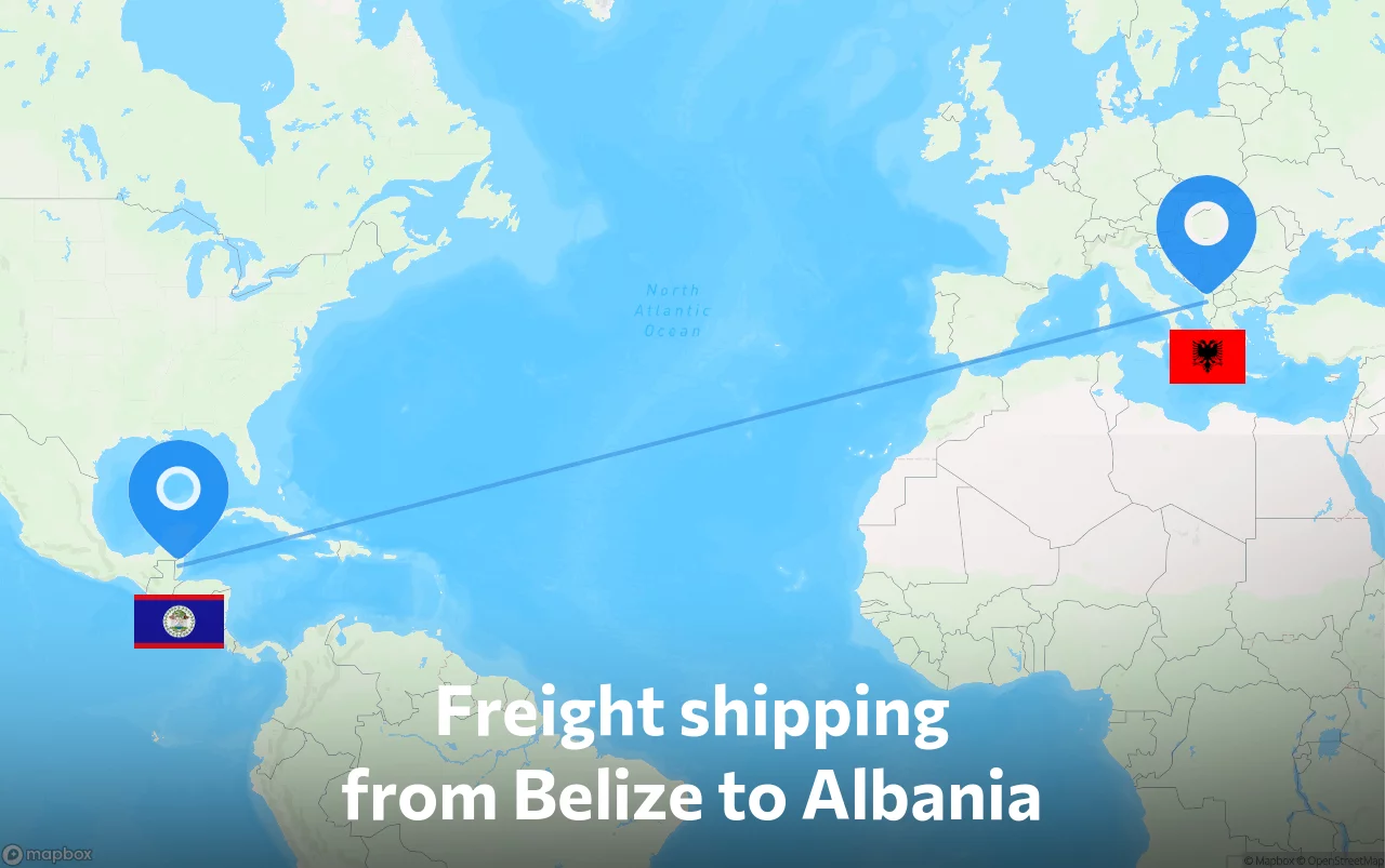 Shipping route from Belize to Albania